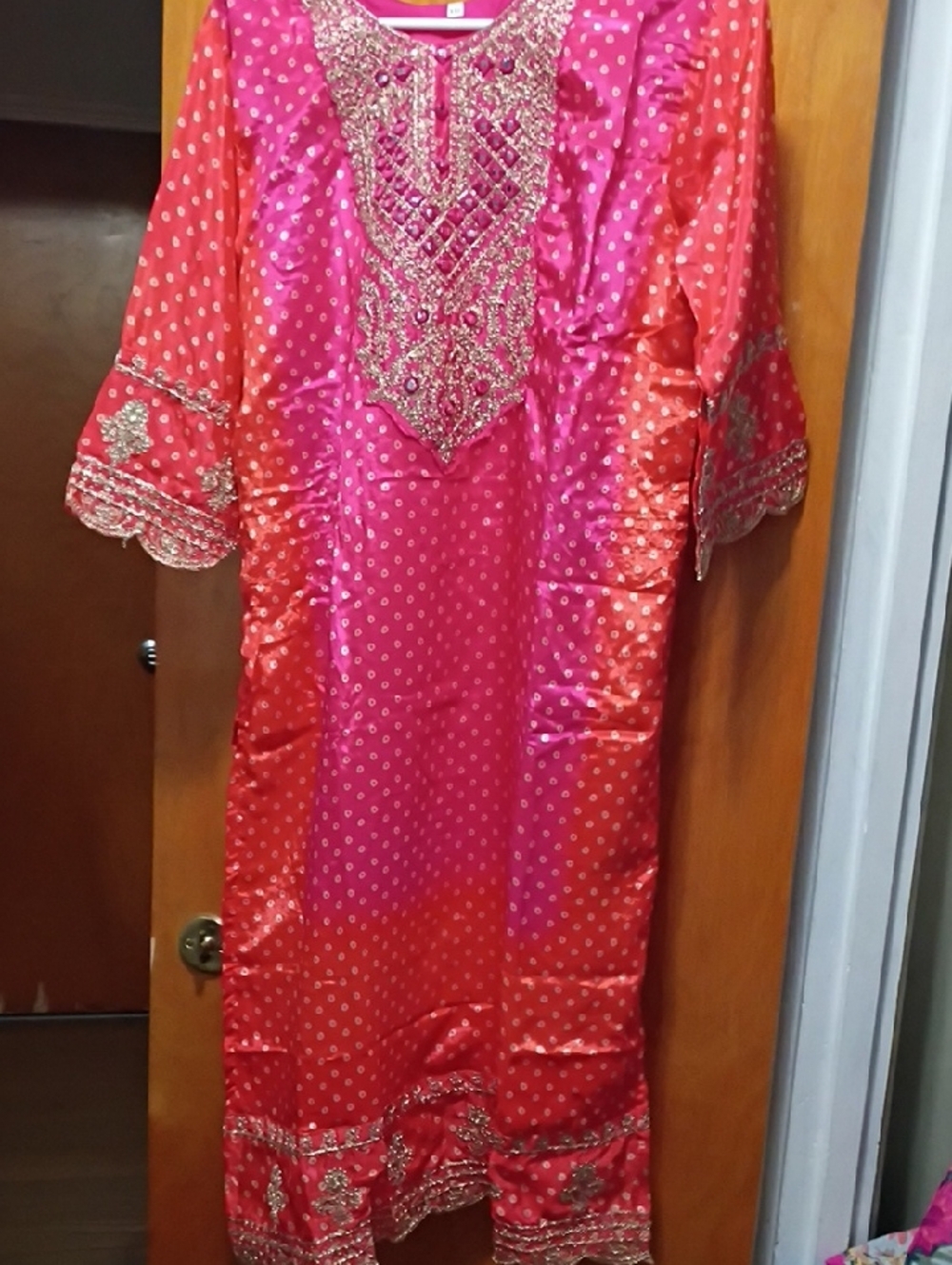 Embellished Pink-Red Ethnic Maxi Dress